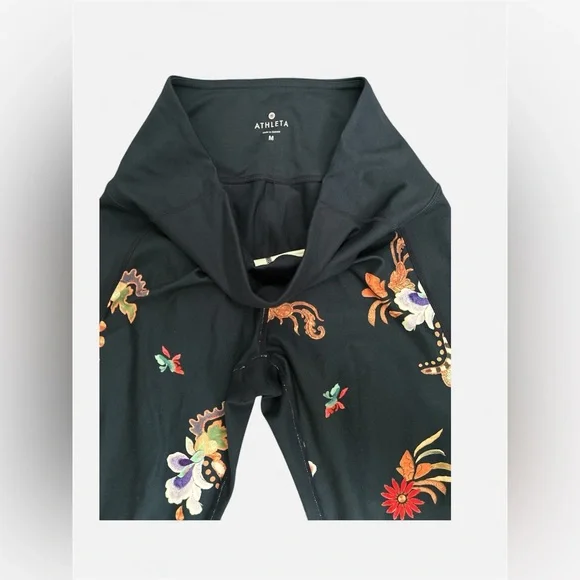 Athleta High Rise Gilded Tux Chaturanga Tight Navy Floral Print Leggings medium - Picture 3 of 5